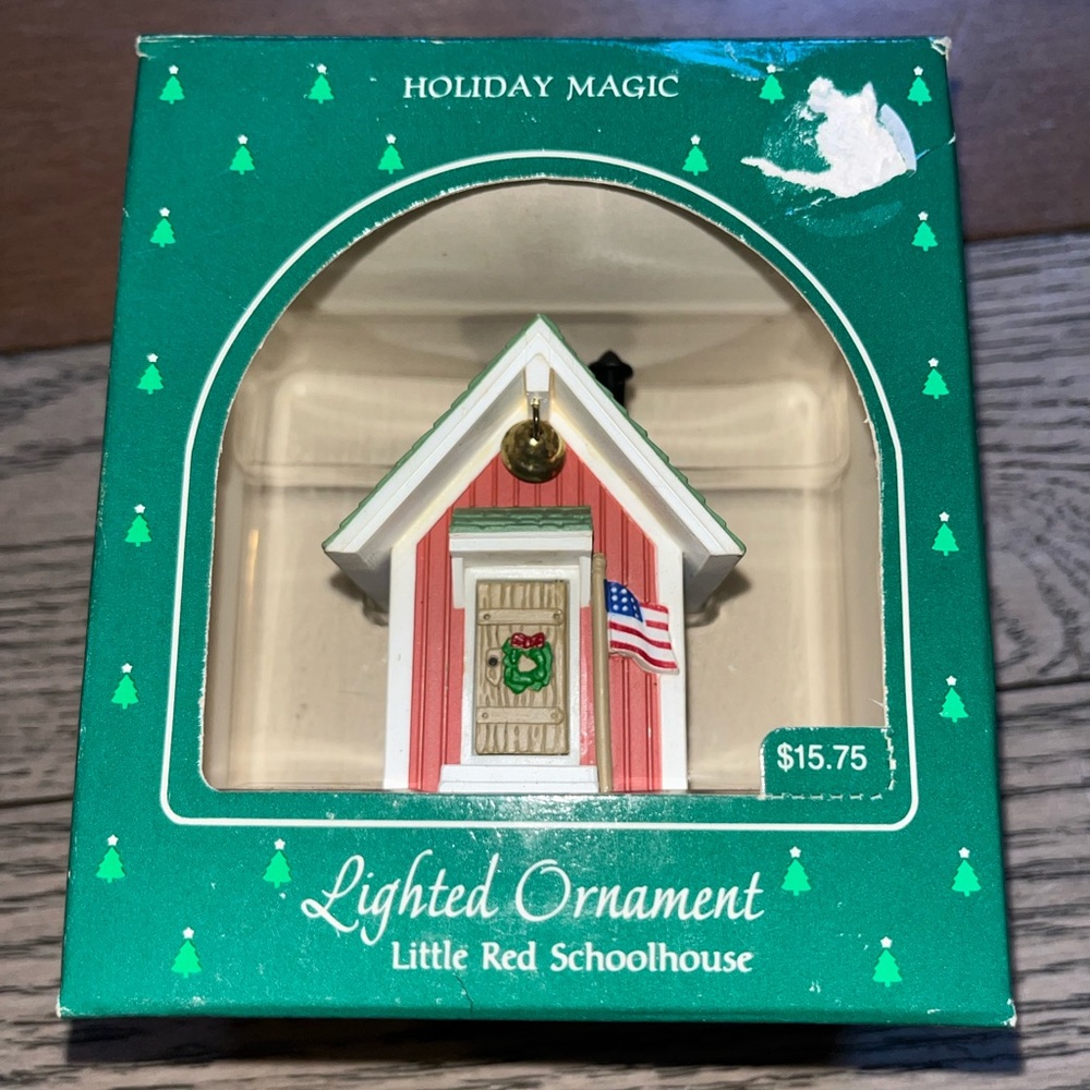 Hallmark Holiday Magic Red, White, and Green Schoolhouse Ornament